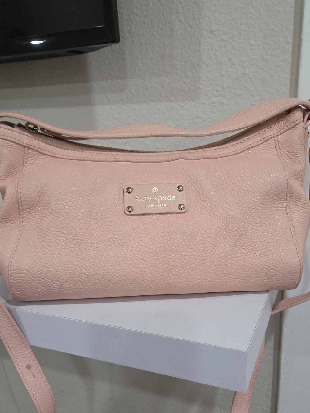 kate spade 454 In Irridescent  Blush Pink Pebble Leather Shoulder Bag